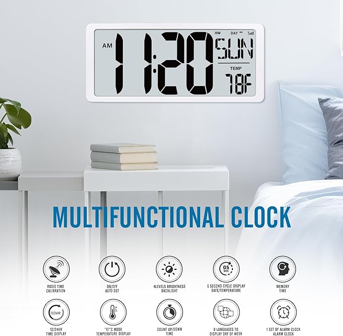 TXL 18.44" Large Amotic Digital Wall Clock