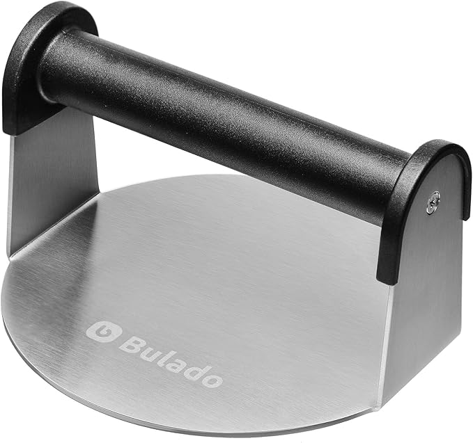 Burger Press, 6'' Round Burger Smasher for Griddle with Heat-resistant Handle, Stainless Steel Non-stick Hamburger Smasher Tool for Flat Top Griddle, Grill, BBQ, Cooking, Gift Package