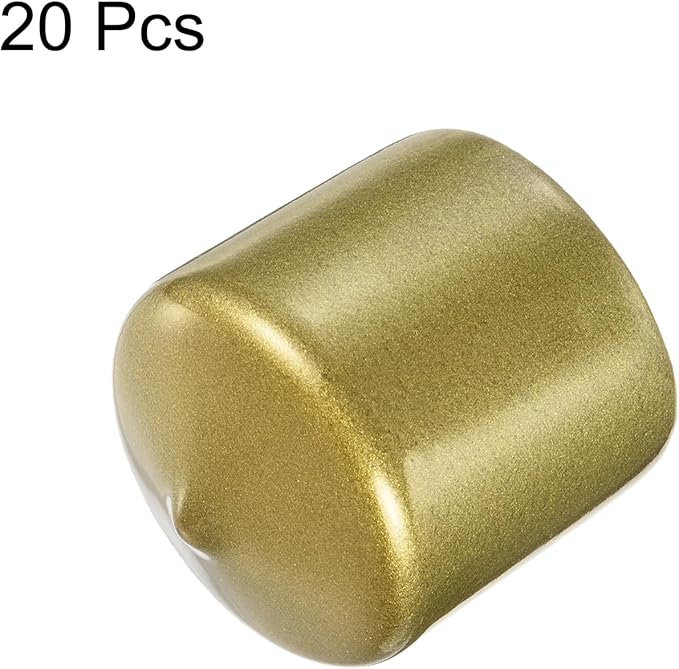 uxcell 20pcs Rubber End Caps 36mm ID Vinyl Round Tube Bolt Cap Cover Thread Protectors Gold