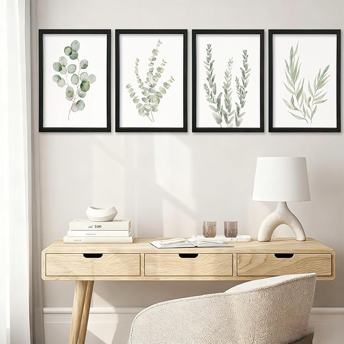 YWJKWLGS Botanical Watercolor Prints Sign Sage Green Eucalyptus Wall Decor