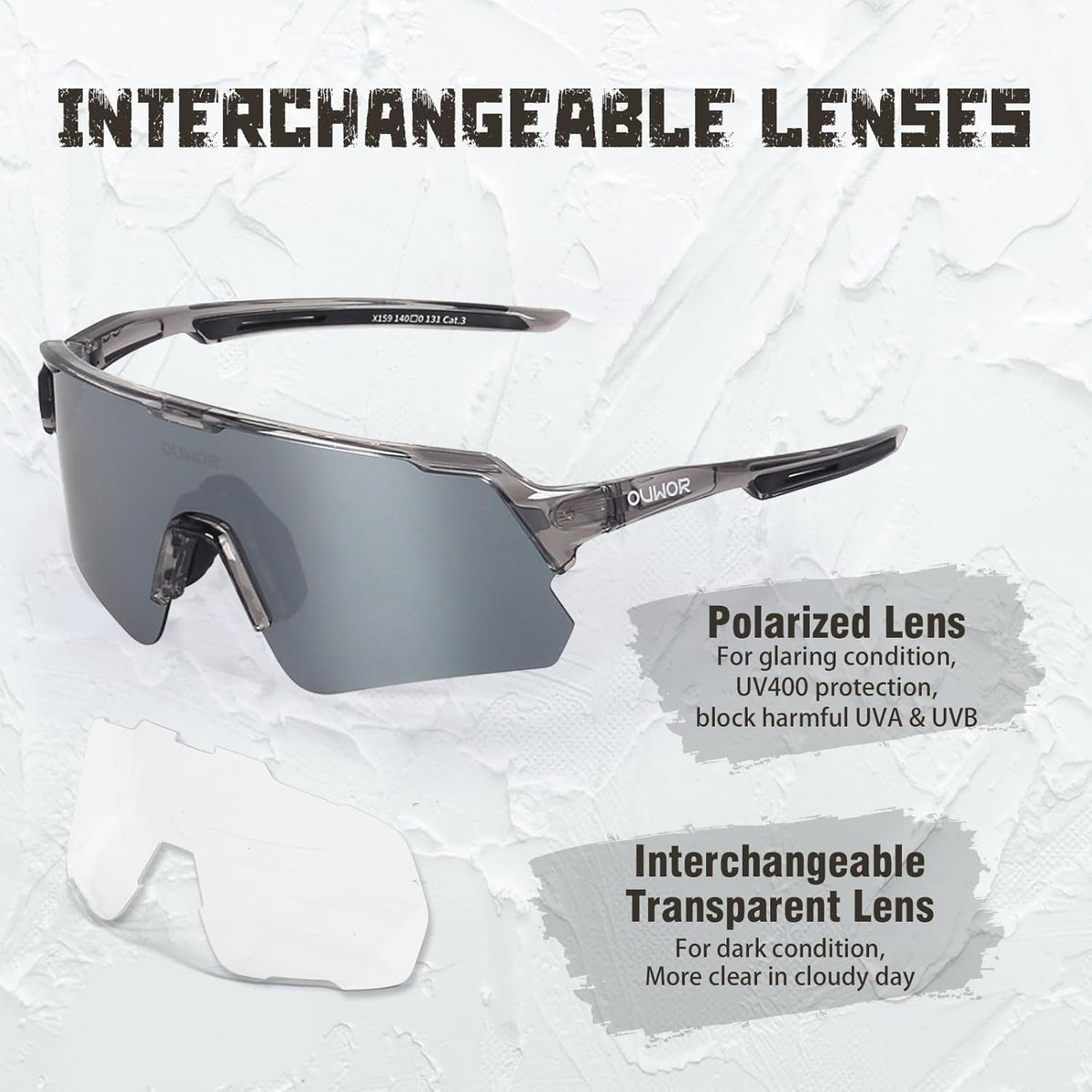 Polarized Cycling Glasses by [Brand Name] - Unisex Translucent & Gray Design for Ultimate Clarity