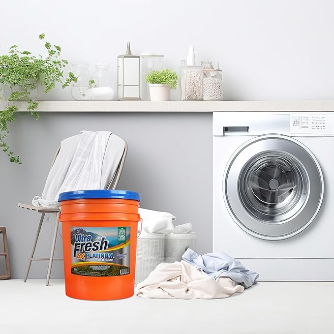 Ultra Fresh 6X Platinum 5 Gallon Laundry Detergent Liquid for All Machine Types with Easy Dispensing Pump, Up to 640 Loads, Mountain Fresh (3 Pack)