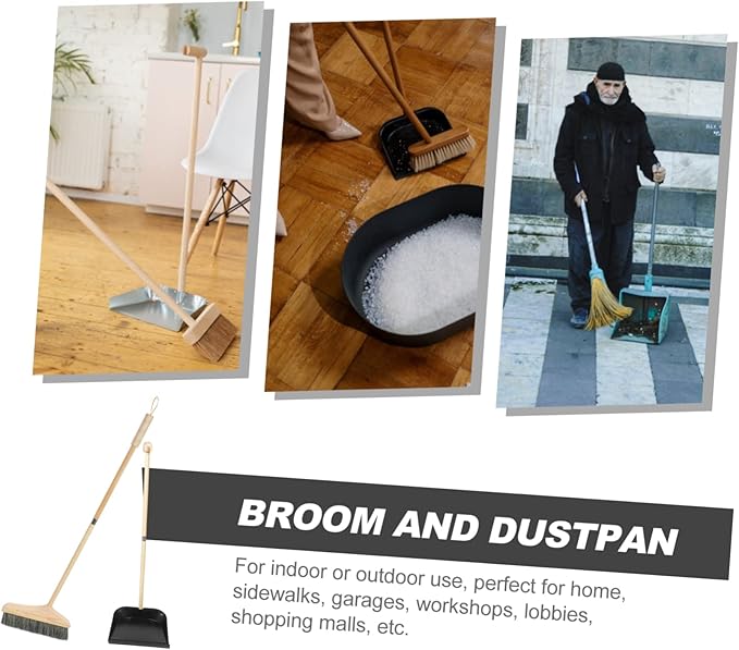 1Set Broom and Dustpan with Long Handle Durable Household Cleaning Tool for Home Office Kitchen Easy to Use Dustpan and Brush for Efficient Garbage Collection
