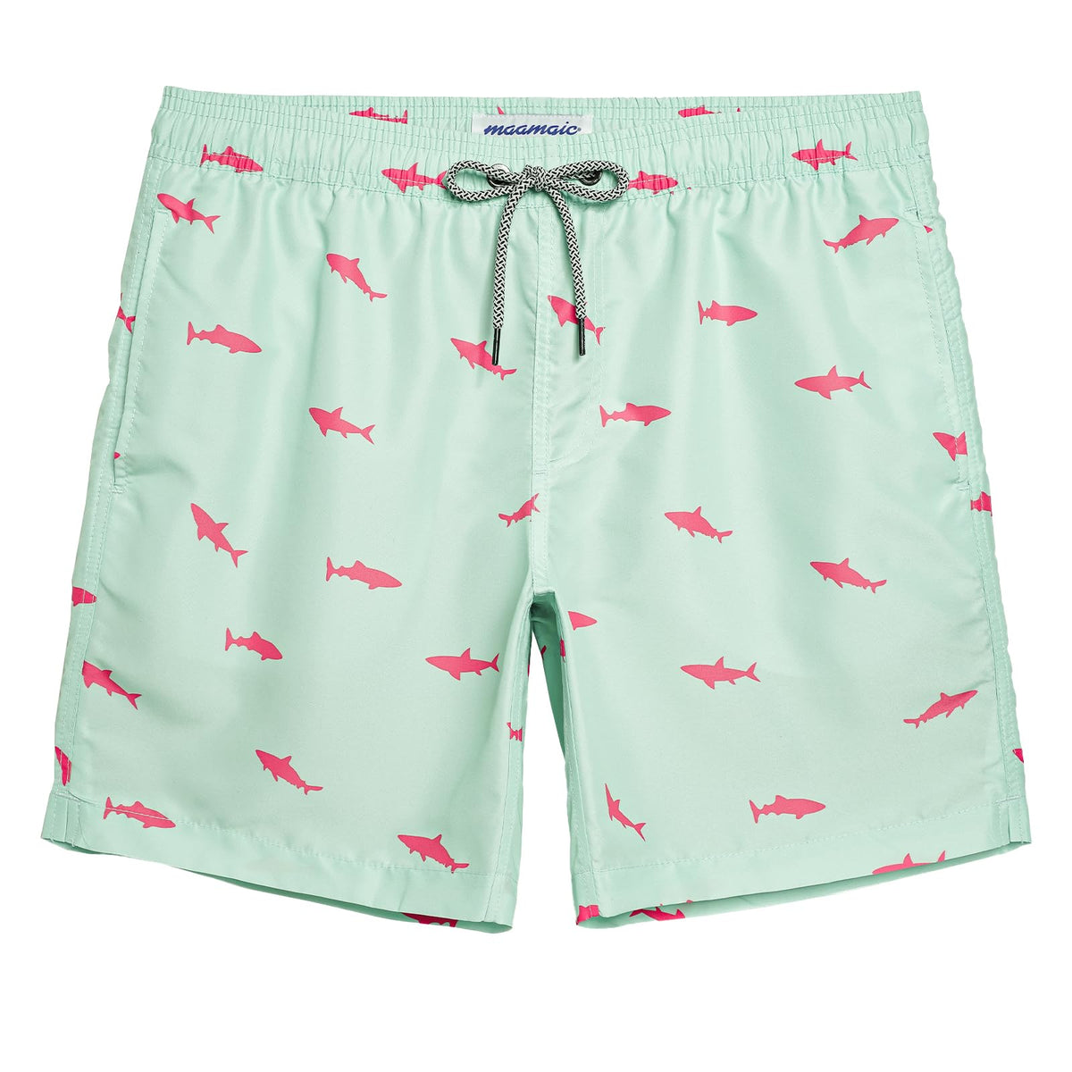 maamgic Mens Swim Trunks Quick Dry Swim Shorts with Mesh Lining Funny Swimwear Bathing Suits 7inch Light Green Large