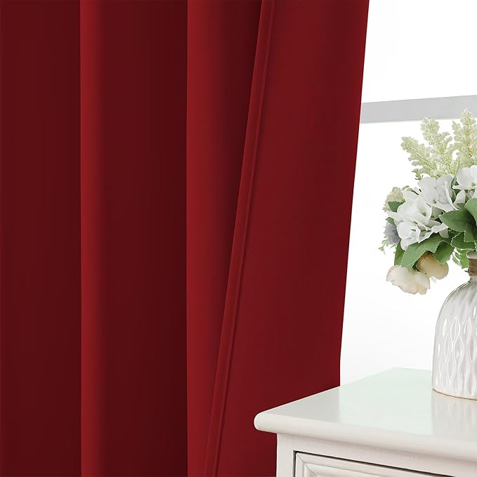 CUCRAF Red Blackout Curtains 84 inch Length 2 Panels Set, Rod Pocket Room