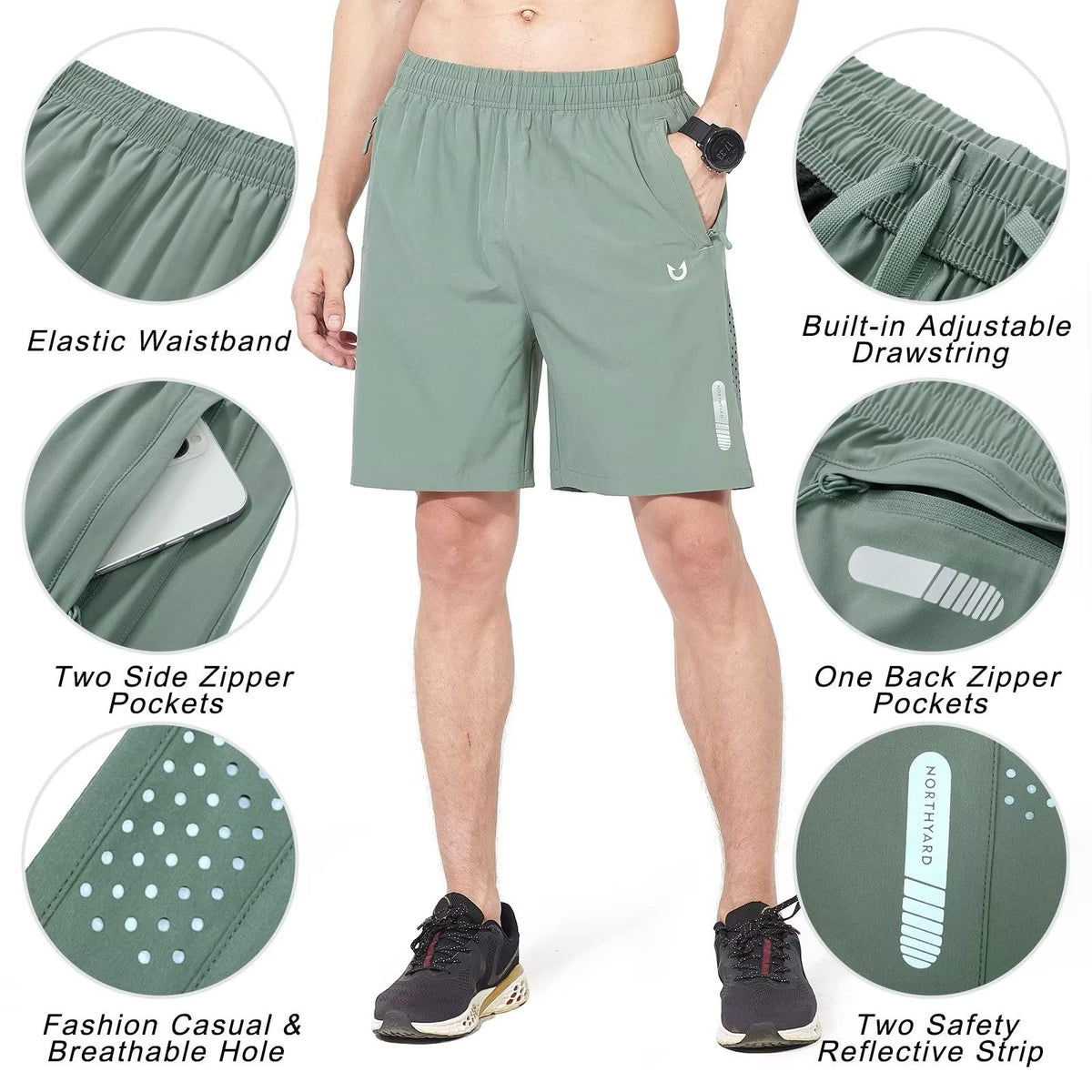 NORTHYARD Men's Athletic Running Shorts Quick Dry Workout Shorts 7"/ 5"/ 9" Lightweight Sports Gym Basketball Tennis Hiking Exercise LODENFROST 2XL