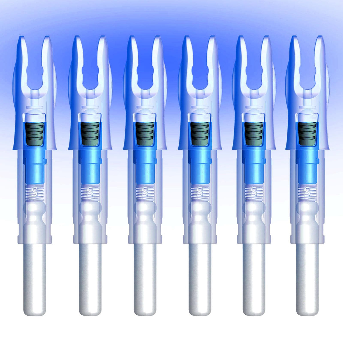 Linpeng 6PCS Lighted Nocks for Arrows with .165/ .204/ .233/ .244/ .246 Light Up Nocks with ON/Off Switch for Archery Hunting (Blue, GT/.246")