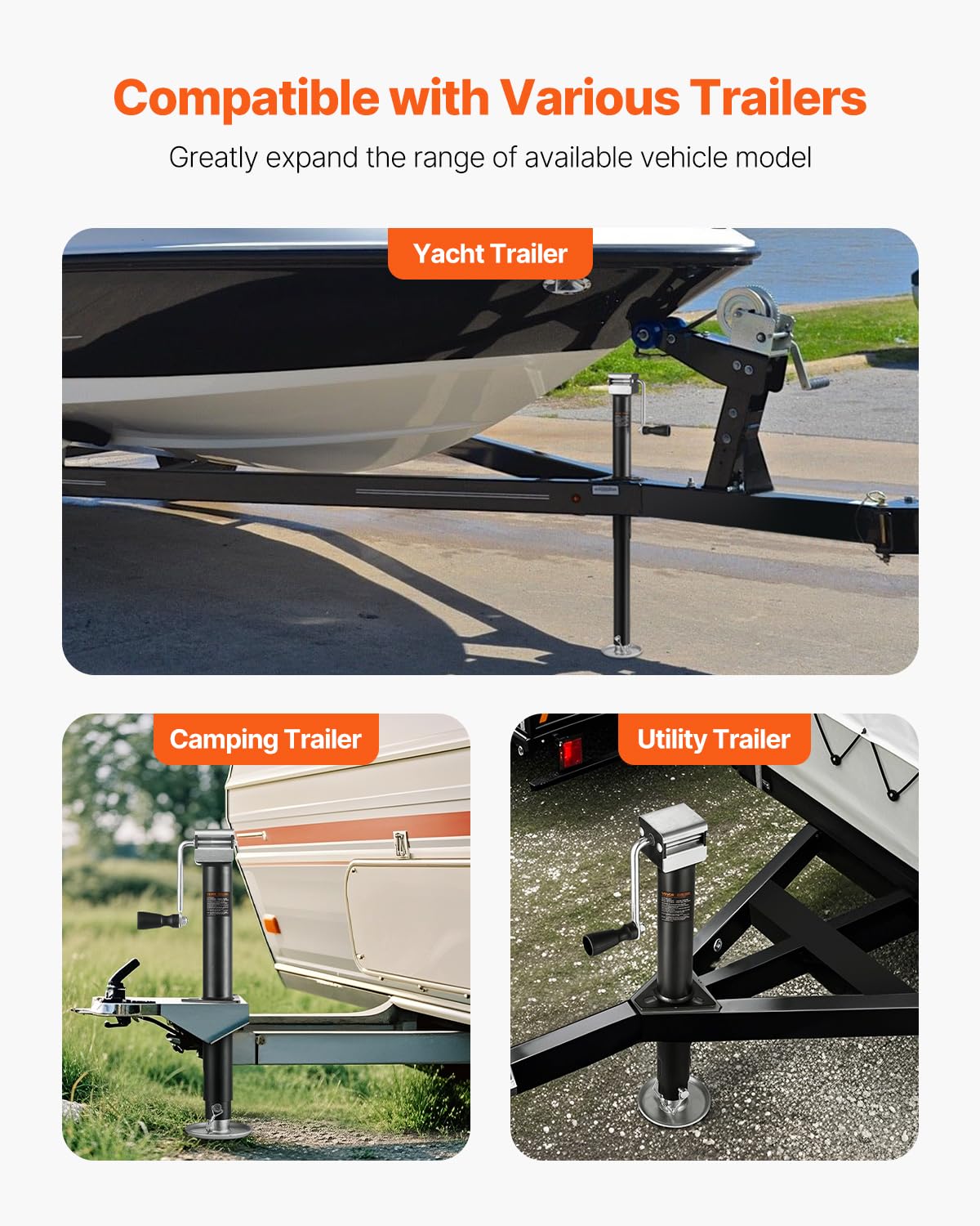 VEVOR 5000 lbs A-Frame Trailer Jack, 15" Vertical Travel, Adjustable Drop Leg, for Horse, Utility, Yacht Trailers