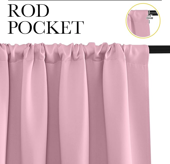 NICETOWN Kitchen Curtains, Short Blackout Curtains & Drapes, Rouge Pink