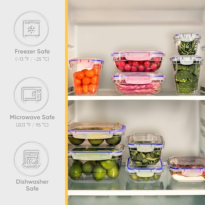 Superio Sealed Food Container, Large Meal Prep Container, 4 Quart, 16 Cups, 128 Oz, Lunch Prep Containers, Food Bowl with Latches- Clear Bin with Leakproof Lid, BPA Free
