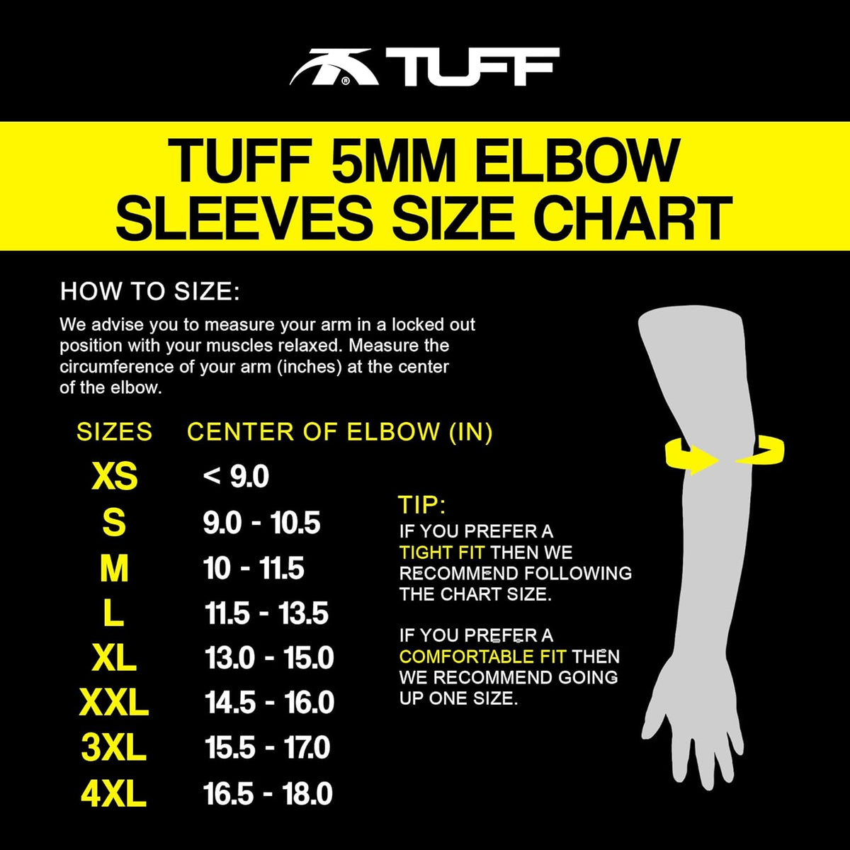 TUFF Elbow Sleeves - 5mm Neoprene Compression Brace for Weightlifting & Powerlifting | Joint Support for Men & Women