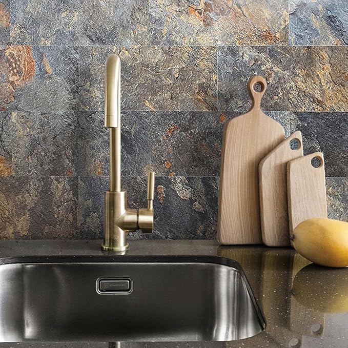AULIGET 2-Piece Rust Slate Peel and Stick Backsplash Wall Tiles, Laundry Room