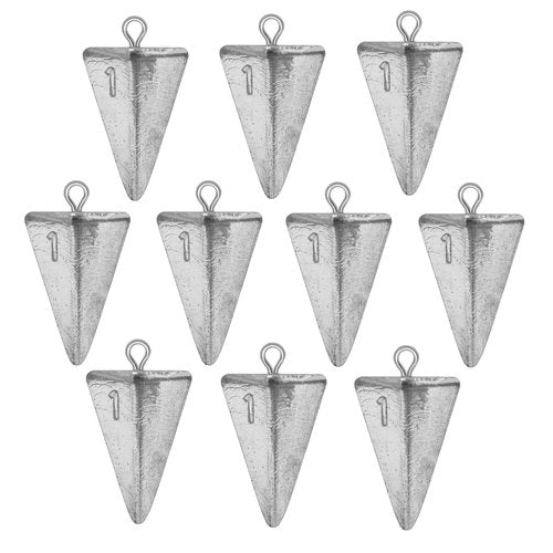 Fishing Weights Pyramid Sinkers Kit Bullet Fishing Weights Sinkers for Ocean Saltwater Surf Fishing - Essential Tackle Set in 1oz, 2oz, 3oz, 4oz Sizes
