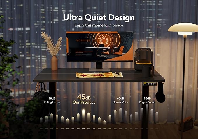 Claiks Electric Standing Desk, Adjustable Height Stand up Desk, 40x24 Inches Sit Stand Home Office Desk with Splice Board, Black Frame/Black Top