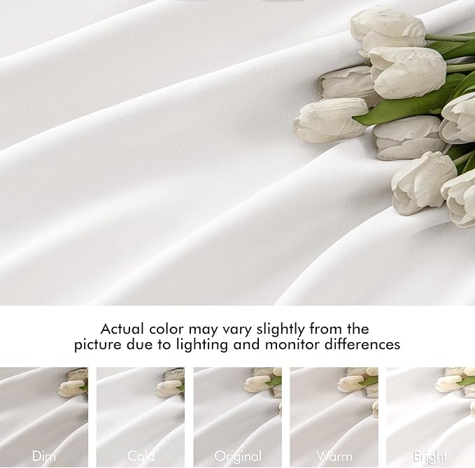 MIULEE Pure White Back Tab Blackout Curtains 90 Inches Long 2 Panels Set