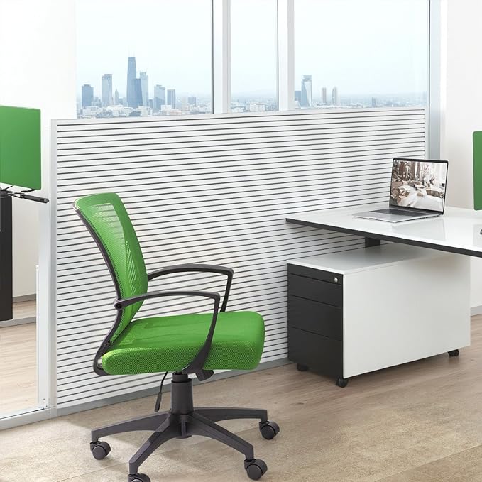 Furmax Office Chair Ergonomic Computer Desk Mesh Chair Mid Back Swivel Lumbar Support with Armrest (1, Green)