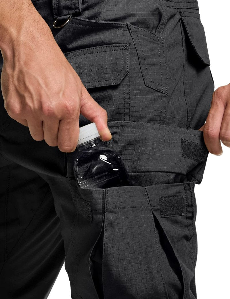 CQR Men's Tactical Pants, Water Resistant Ripstop Cargo Pants, Lightweight EDC Work Hiking, Outdoor Apparel, Duratex Mag Pocket Black, 34W x 30L