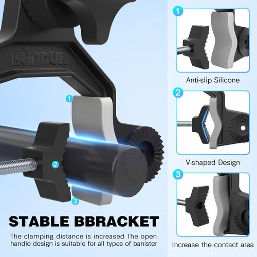 Upgraded Fishing Rod Holder with Button-Lock 360° Dual Rotation, Universal Silicone Strap & Enlarged V-Clamp – Fits Round/Square Tubes, Secure Adjustable Boat Fishing Gear for All Rod Sizes（2pack）
