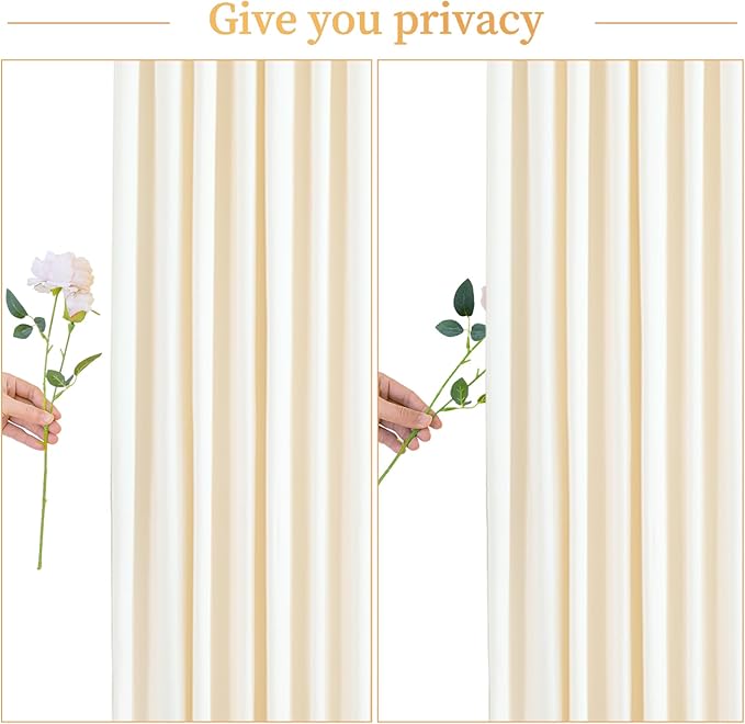 8 Panels Champagne Backdrop Curtain for Parties Wedding Baby Shower Wrinkle Free Photo Curtains Backdrop Drapes Fabric Decoration for Bridal Shower 40ft(W) x 10ft(H)