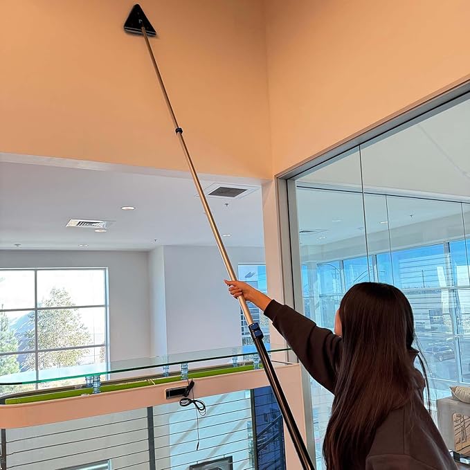 25 Foot High Ceilings Baseboard Wall Cleaner Mop with 18 Ft Extension Pole, Cobweb Duster, Window Cleaning Squeegee Kit (18ft)