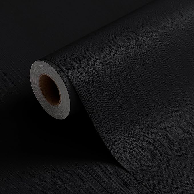 FUKU MON 23.6" X 393" Black Wallpaper Peel and Stick Contact Paper Solid