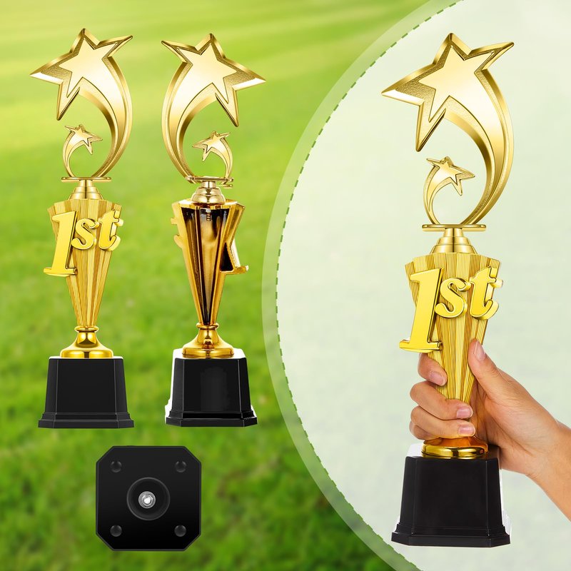 Foilswirl 1st 2nd 3rd Place Trophy Plastic Trophy Award for Sports Tournament Funny Prize Cup for Football Soccer Competitions Reward Ceremony(3 Pcs,Classic)