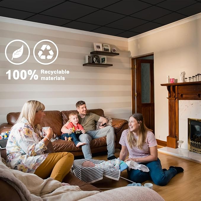 Smooth Black Drop Ceiling Tile 2ft x 2ft, PVC Ceiling Panel – Waterproof