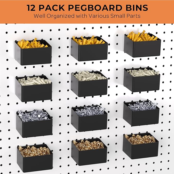 INCLY 278PCS Pegboard Accessories Organizer Kit, Peg Board Hooks Assortment with Bins for Organizing Various Tools, Fit 1/8 or 1/4 inch Pegboard for Hanging Storage, Garage Wall Attachments