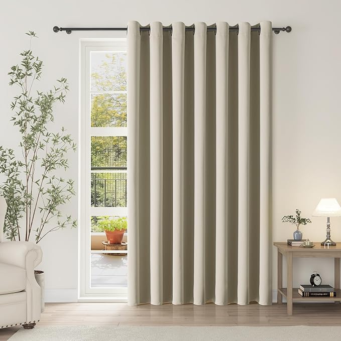 ChrisDowa Room Divider Curtain 90 Inches Long, Wide Blackout Sliding Door