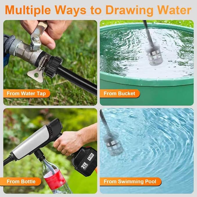 Cordless Pressure Washer Battery Powered,Portable Power Washer with 2pcs 4.5Ah 21V Battery&Charger & 6-in-1 Nozzle,2 Power Level & on/Off Button,Handheld Pressure Washer for Car,Home,Garden Patio