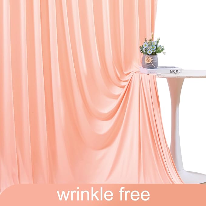 8 Panels Peach Backdrop Curtain for Parties Wedding Wrinkle Free Peach Photo Curtains Backdrop Drapes Fabric Decoration for Baby Shower Birthday Party 40ft(W) x 10ft(H)