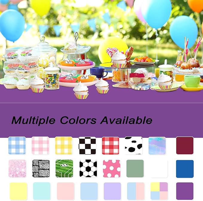 WNINK 6 Pack Purple Tablecloths Disposable Table Covers 54" x 108" Table Cloths for BBQ Birthday Picnic Bridal Shower Engagement Wedding Plastic Table Cloths for Parties