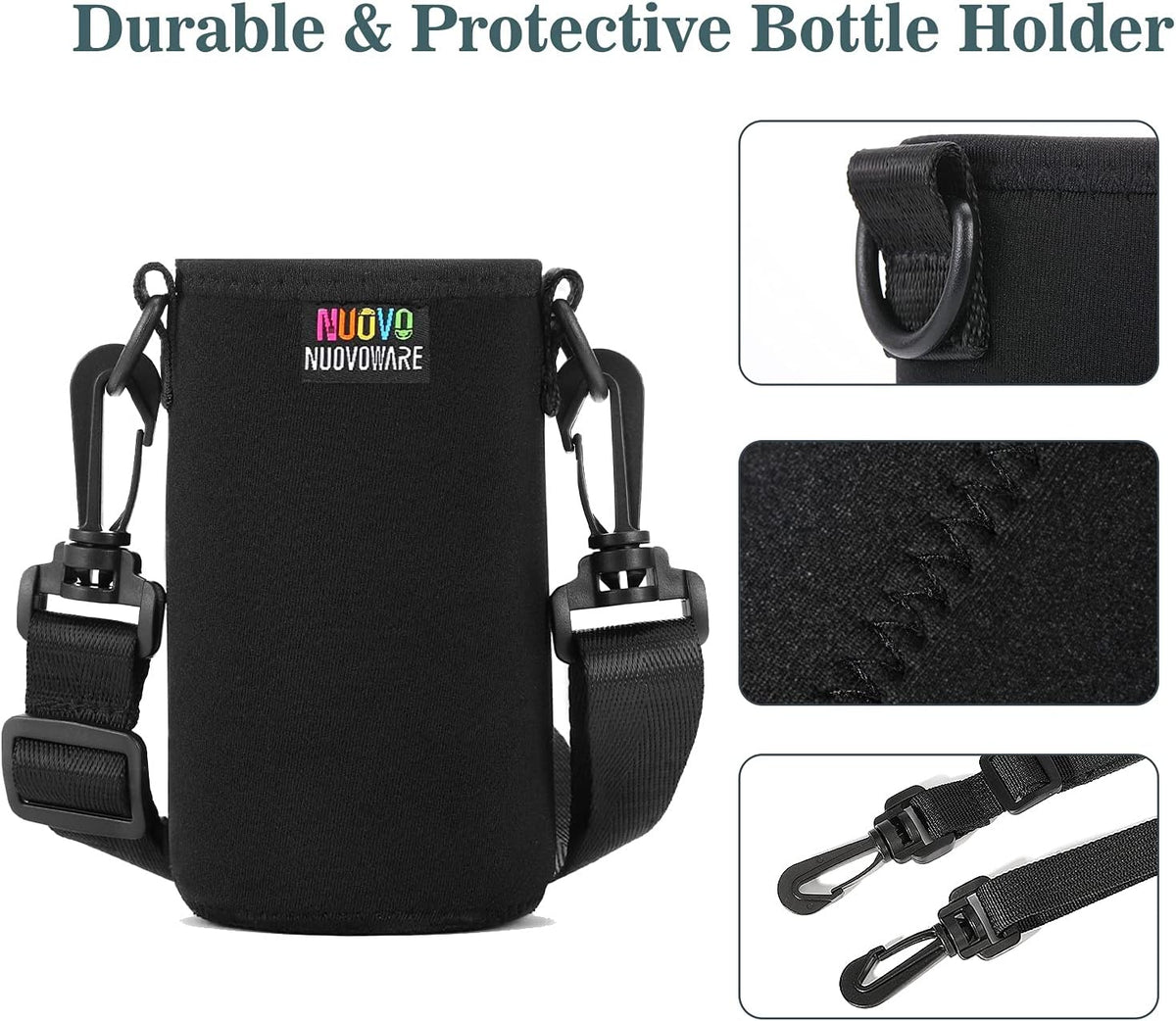Nuovoware Water Bottle Carrier Bag, Premium Neoprene Portable Insulated Water bottle Sling Holder Bag 1000ML with Adjustable Shoulder Strap for Men Women Hiking, Sling Bottle Bag Case