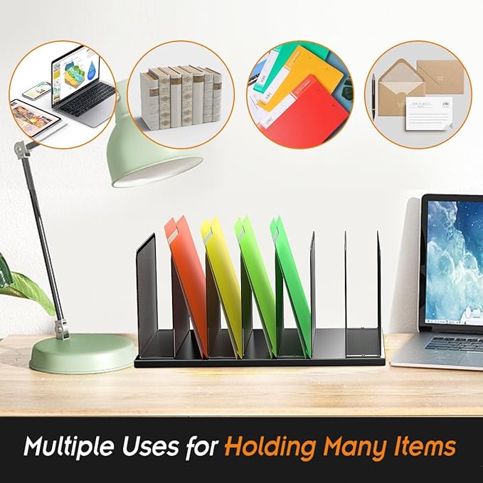 Kuntine.B Desk File Organizer 7 Upright Mesh Desktop Organizer File Sorter Office Organization File Holder for Home, Office & Classroom, 2 Pack