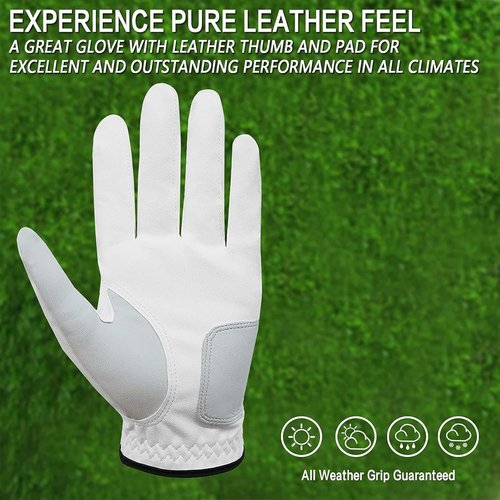 FINGER TEN Golf Gloves - Comfortable All-Weather Grip for Men | 5-Pack in Sizes S-3XL