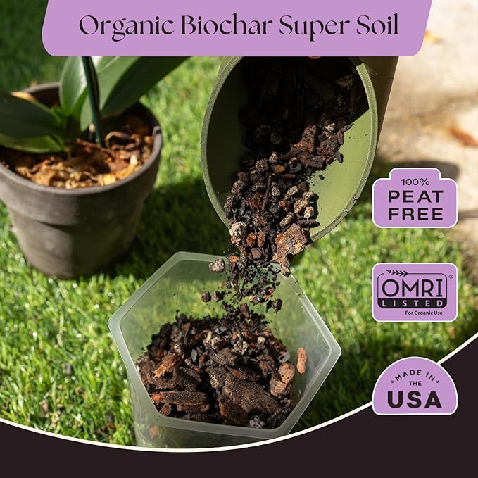Rosy Soil Orchid Potting Mix - Biochar & Mycorrhizae Blend, Peat-Free Orchid Soil for Repotting, Phalaenopsis, Cattleya, Dendrobium - Ideal for Indoor Gardening - 4 Quarts