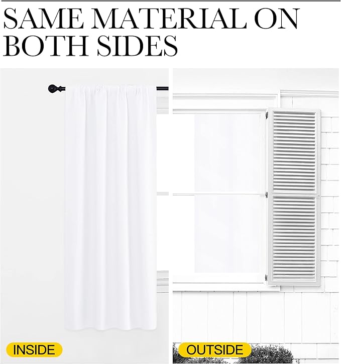 NICETOWN White Curtains, 50% Light Blocking Curtain Panels