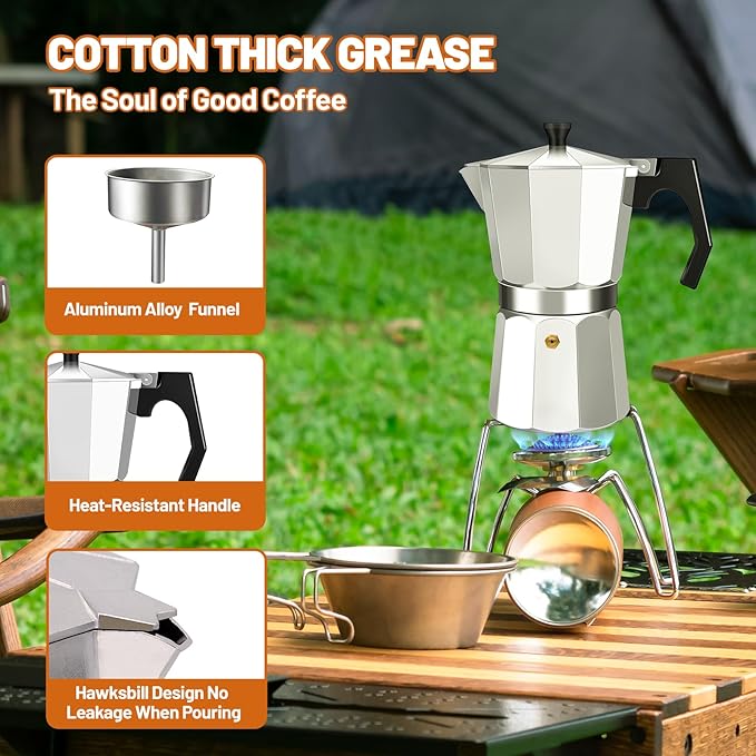 12 Cup Aluminum Espresso Stovetop Moka Pot Express Coffee Maker Percolator Italian Classic Mocha Coffee Machine for Italian and Cuban Cafe Brewing for Home & Camping 600ml 20oz