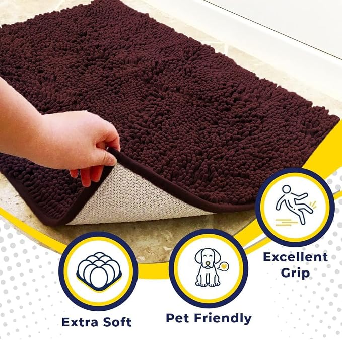 Muddy Mat® | Super Water Absorbent Door Mat Indoor, Microfiber Quick Dry Chenille Entryway Rug, Slip Resistant Front Door Mat, Indoor Mats for Entryway, Machine Washable Pet Rug, Rust 20" x 30"