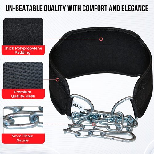 AQF Weightlifting Dip Belt with 36" Steel Chain - Neoprene Padded Support for Powerlifting & Bodybuilding