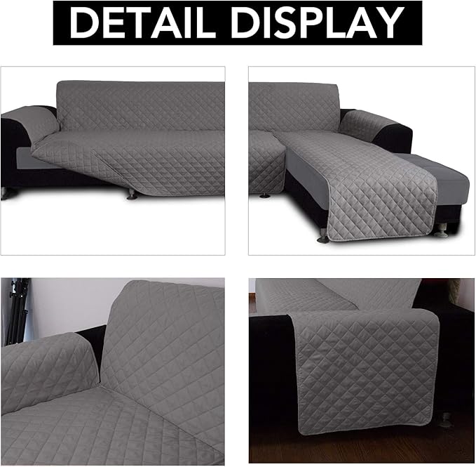 Easy-Going Sofa Slipcover L Shape Sofa Cover Sectional Couch Cover Furniture Protector Mat for Pets Dog Cat (X-Large,Gray/Gray)