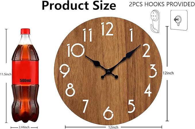 Wall Clock, Modern Wall Clocks Battery Operated, Silent Non Ticking Clock