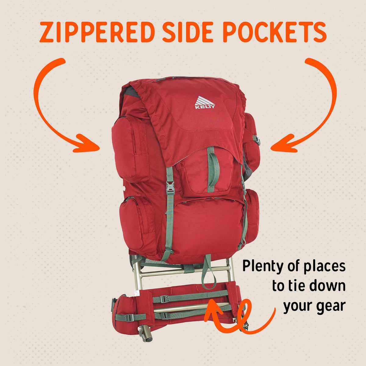 Trekker 65 Backpack by Kelty - Garnet Red, Lightweight & Durable Hiking Gear