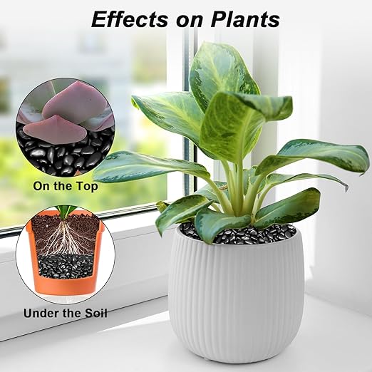 Garden Landscaping Stones,Landscaping Pebbles,River Rocks,Decorative Ornamental Pebbles,Gravel Filler for Home Decoration Flower Bed Fish Tank Plants Vases Succulents (1, Black, 1 Pound)