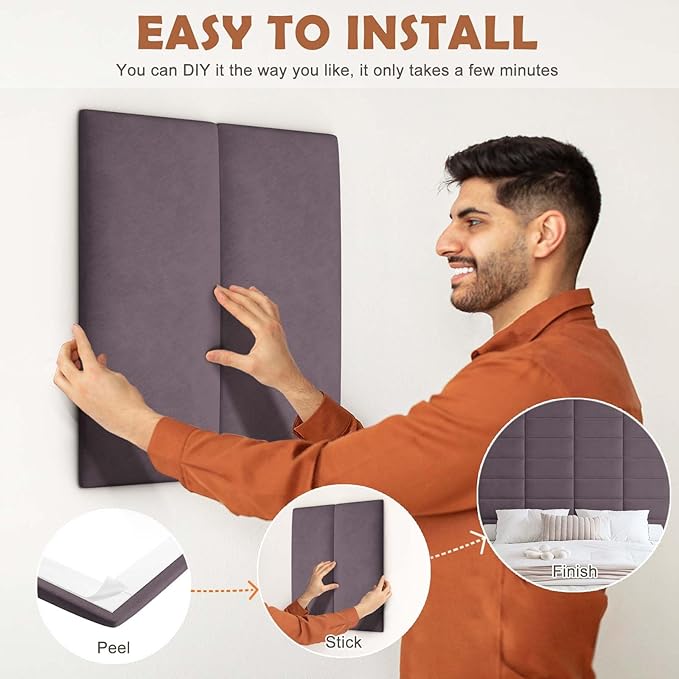 IFNOW Wall Mounted Upholstered Headboard Queen, 3D Peel and Stick Soundproof