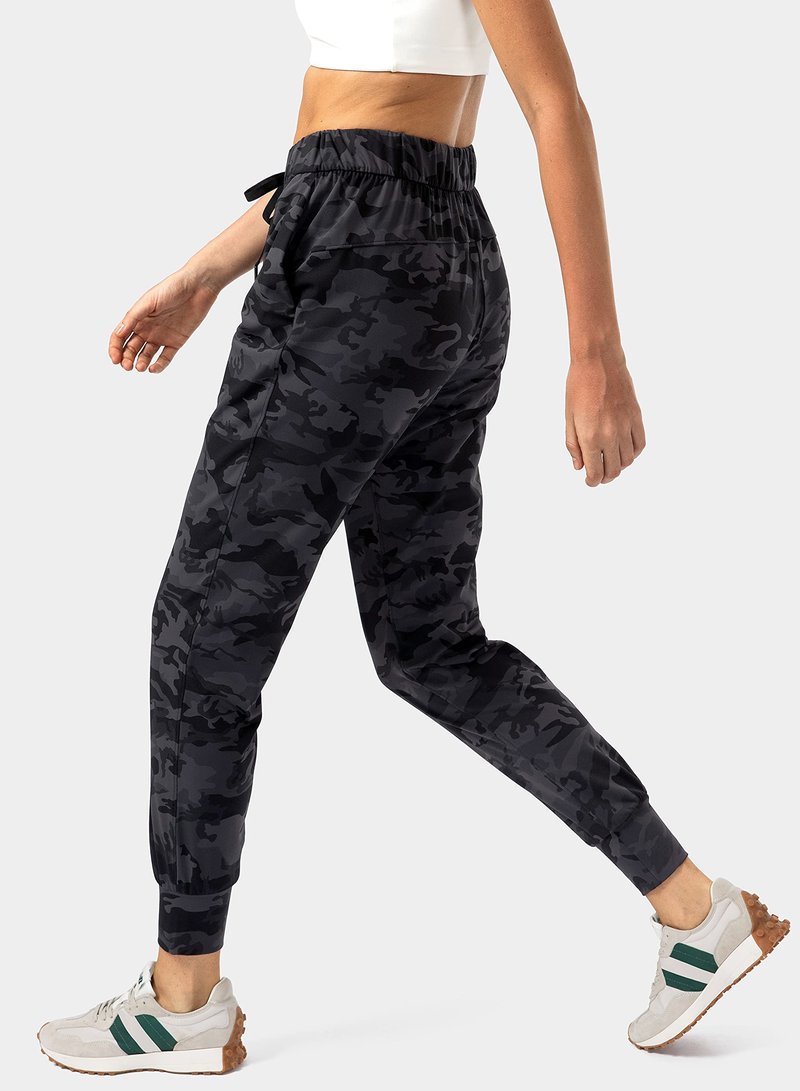 SANTINY Women's Joggers Pants Pockets Drawstring Running Sweatpants for Women Lounge Workout Jogging(Camo Deep Coal Multi__XXL)