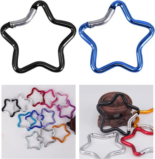 2Pcs Light Pink Carabiner Clip, Star Shaped Climbing Buckle, Aluminum Alloy Heavy Duty Keyring Hook for Camping Fishing Hiking Traveling Accessory and Keychain Carabiners, Car Keychain
