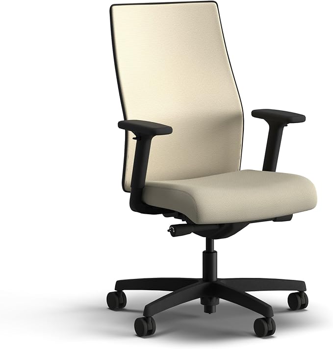 HON Ignition 2.0 Mid Back Task Chair, Spectrum Mesh, Advanced Synchro-Tilt Control, Office Chair with Lumbar Support, Height and Width Adjustable Arms, Black Frame, Linen