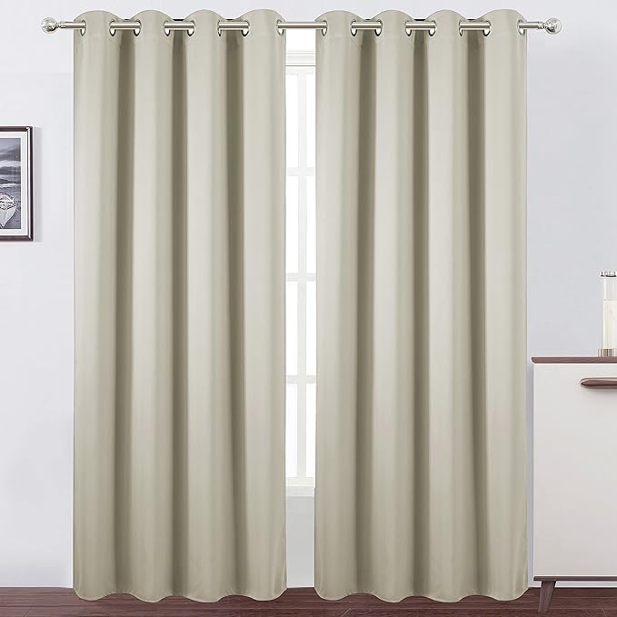 LEMOMO Light Beige Thermal Blackout Curtains/52 x 108 Inch/Set of 2 Panels Room
