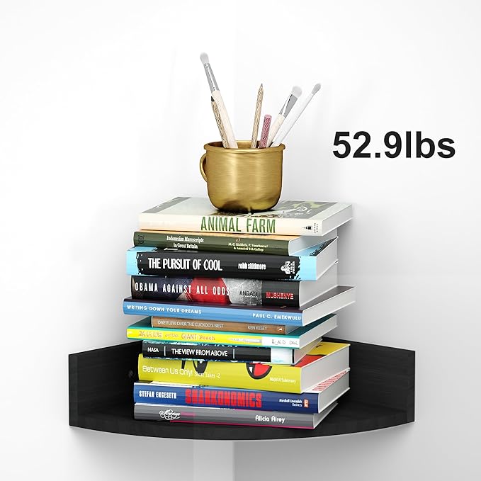 Alsonerbay Black Corner Wall Shelf, Floating Shelves Wall Mount Set of 4